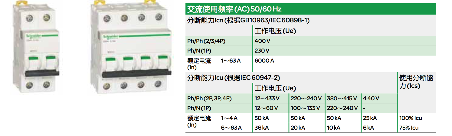 施耐德IC65N,EA9系列斷路器的脫扣曲線有哪幾種？